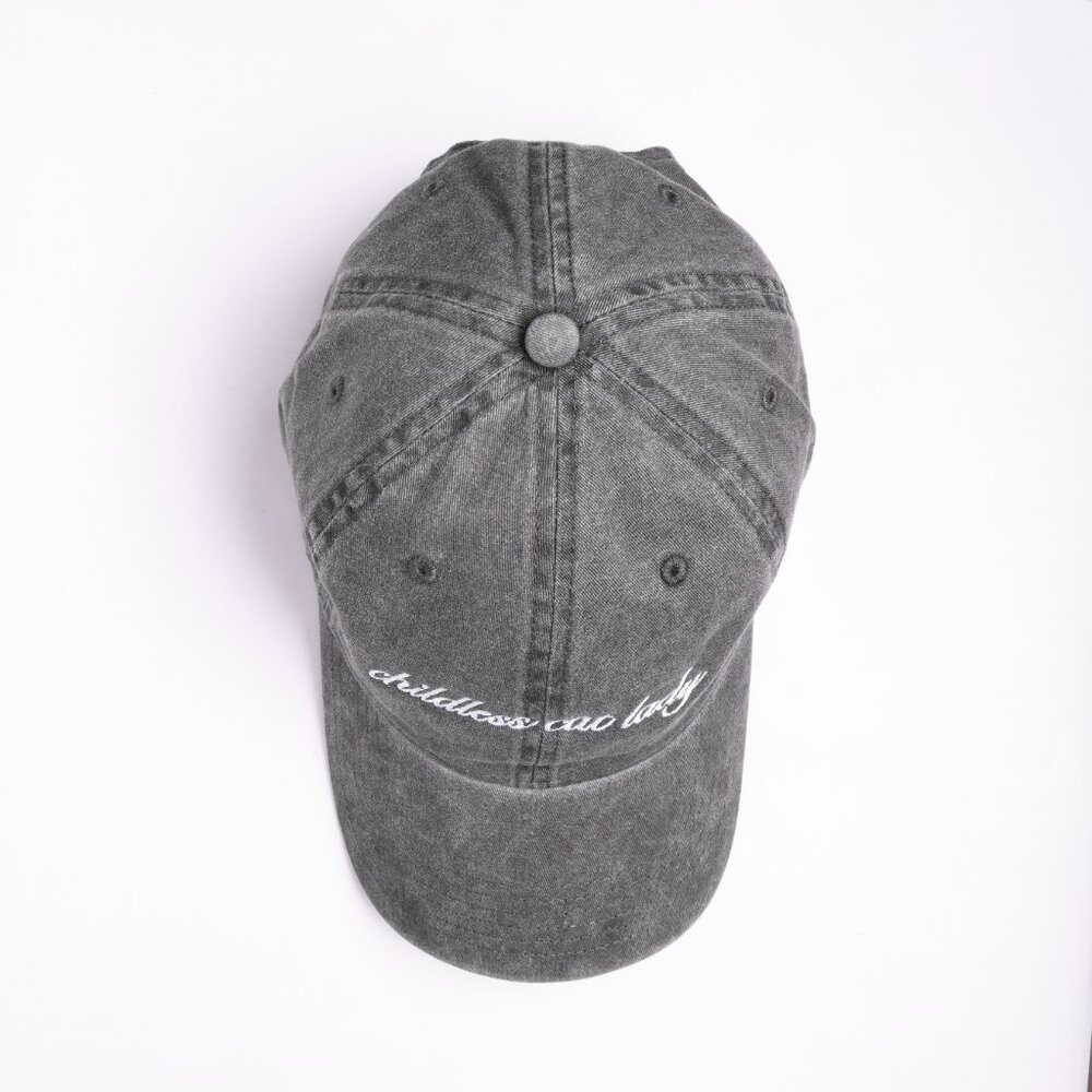 Childless Cat Lady charcoal gray dad cap hat - Picture 3 of 8